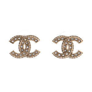 Chanel CC Stud Earrings Metal with Crystals
